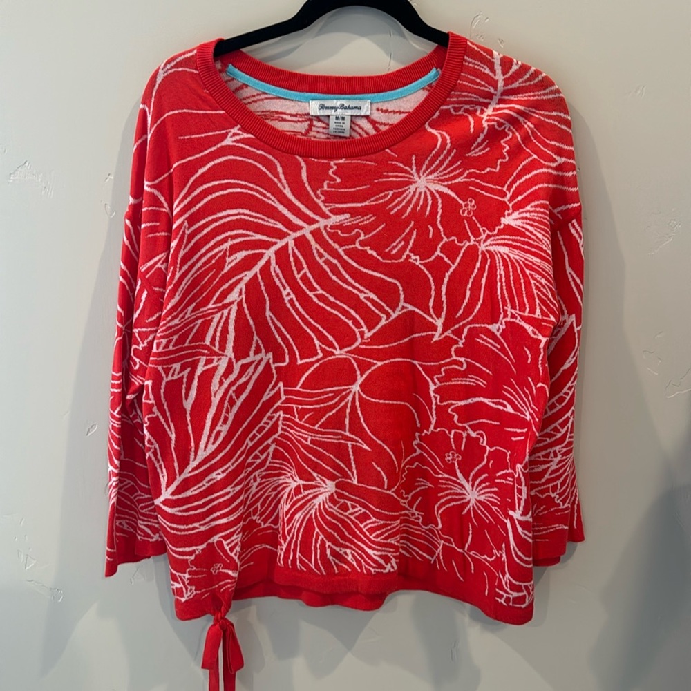 Tommy bahama sweater in good used condition, 3/4  sleeve and ties at the bottom